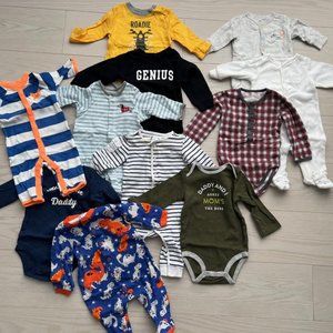 Set of 11 Bodysuits Baby Playsuits Long Sleeves Various Brands 0 - 6 months